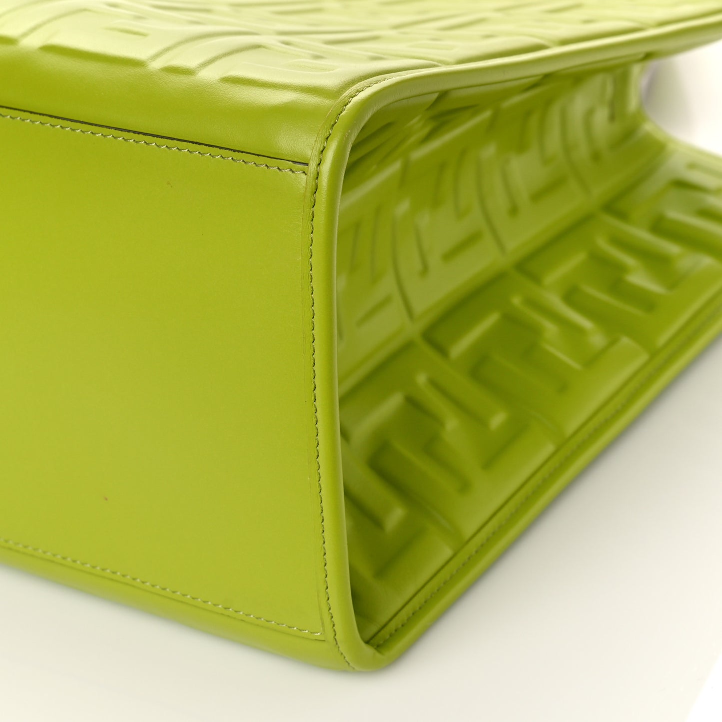 Vitello Plexiglass FF Embossed Medium Fendi Sunshine Shopper Tote Wasabi