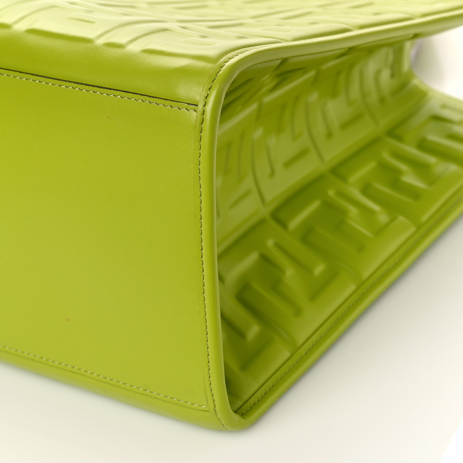 Fendi Vitello Plexiglass FF Embossed Medium Fendi Sunshine Shopper Tote Wasabi 8 of 8