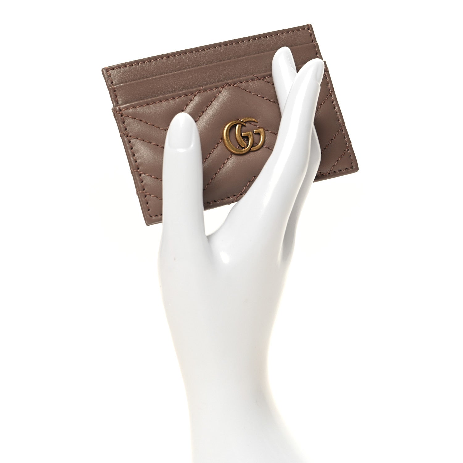 Gucci Calfskin Matelasse GG Marmont Card Holder Porcelain Rose 2 of 7