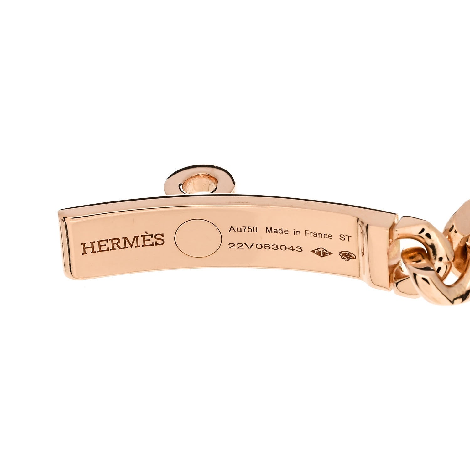 Hermes 18K Rose Gold Diamond PM Kelly Chaine Bracelet ST 3 of 4