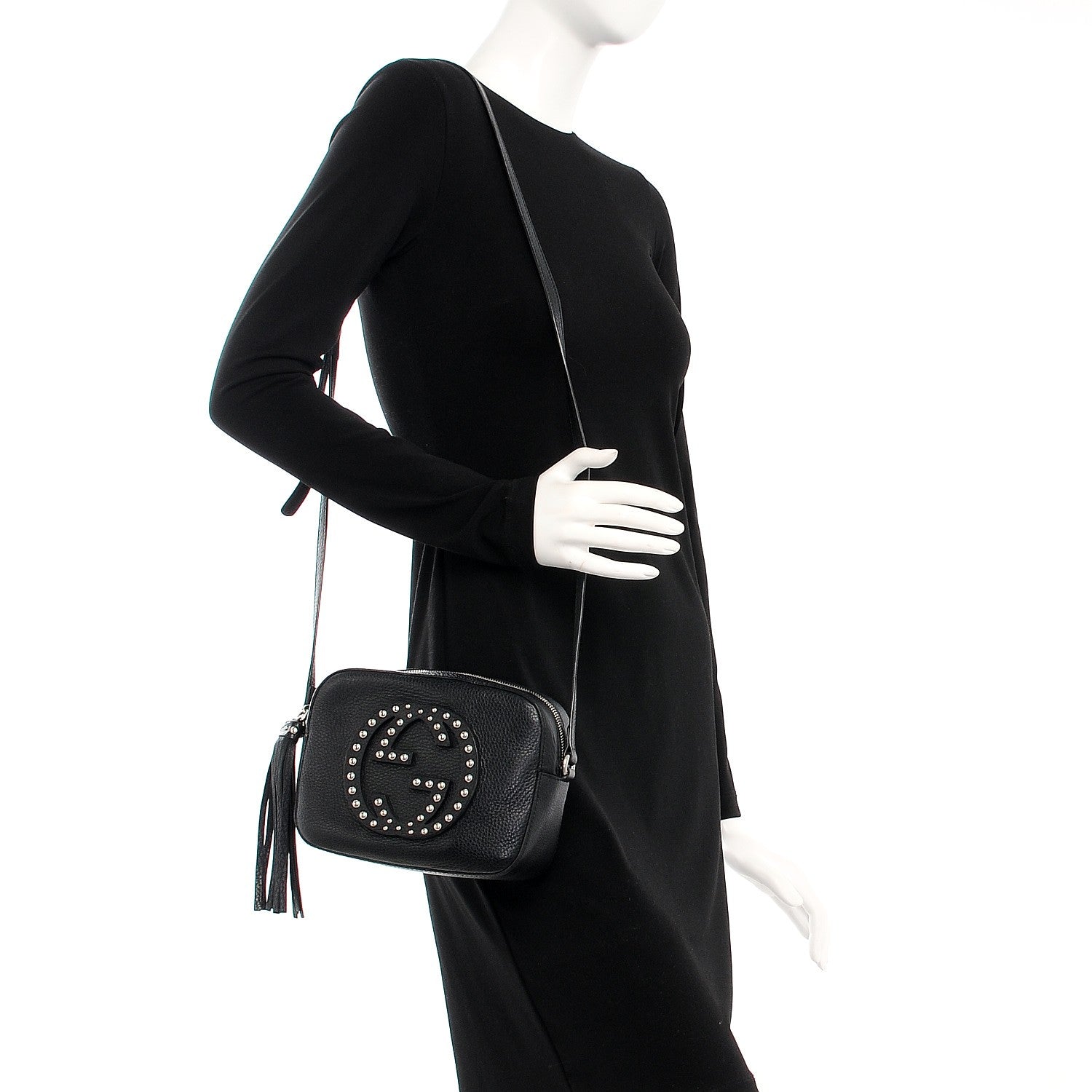 Gucci Pebbled Calfskin Studded Small Soho Disco Bag Black 2 of 8
