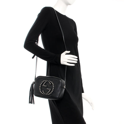 Gucci Pebbled Calfskin Studded Small Soho Disco Bag Black 2 of 8
