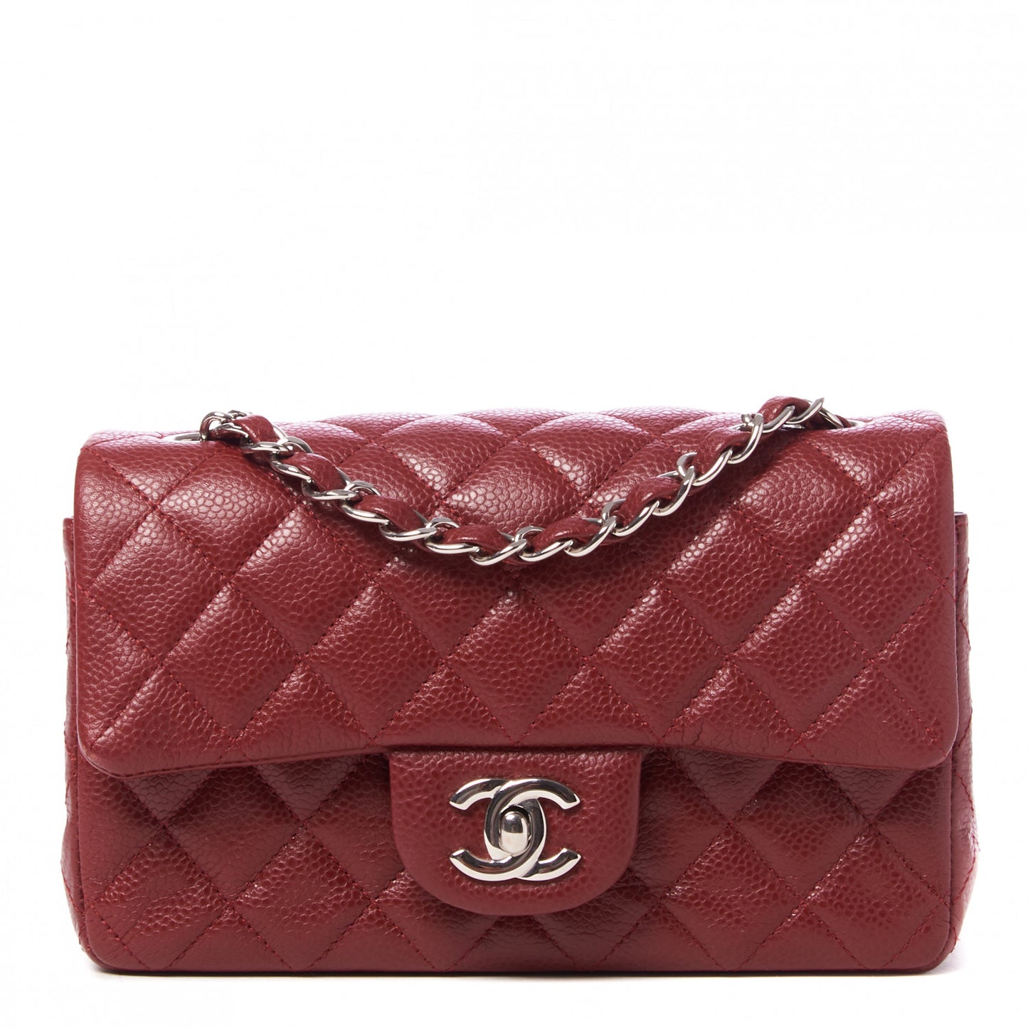 Caviar Quilted Mini Rectangular Flap Red