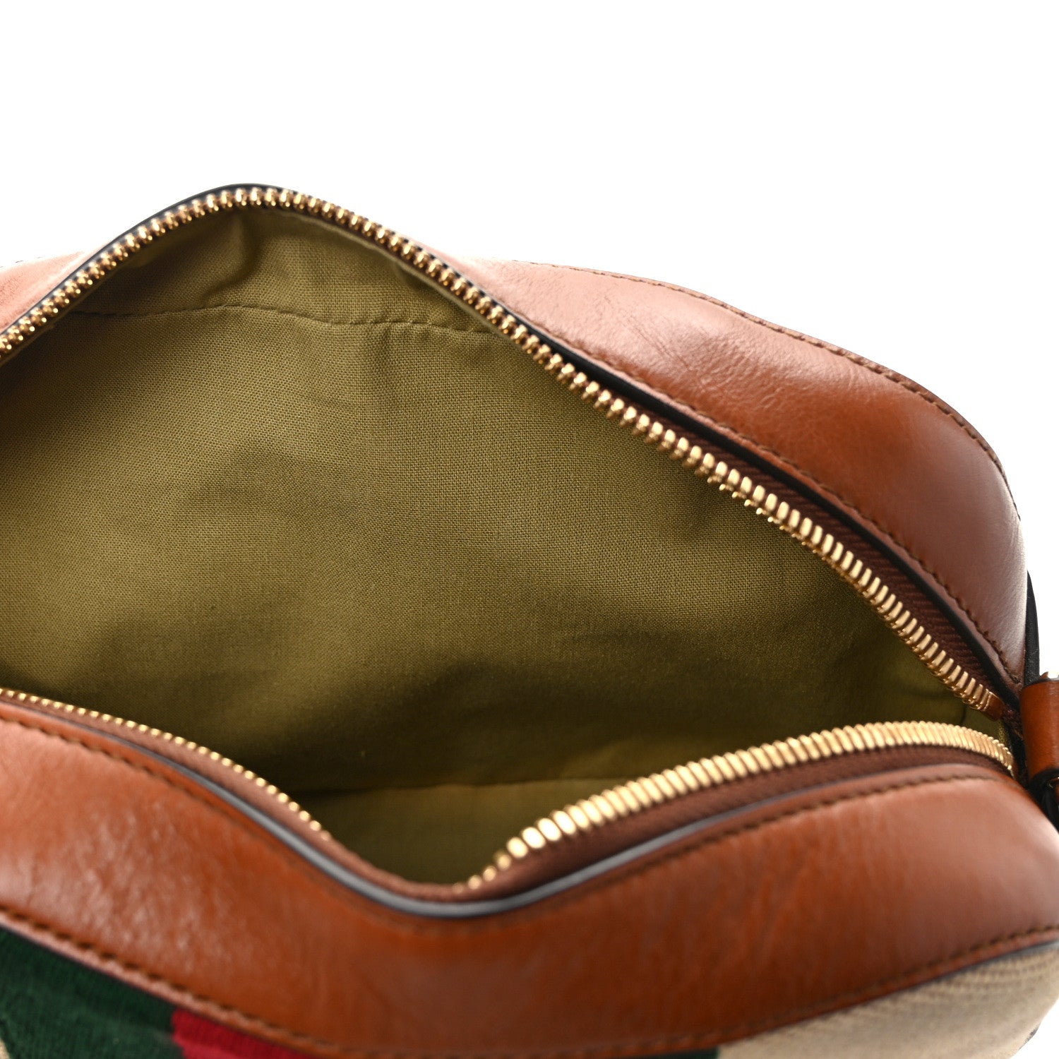 Gucci Vintage Canvas Web Shoulder Bag Sand Cuir 11 of 12