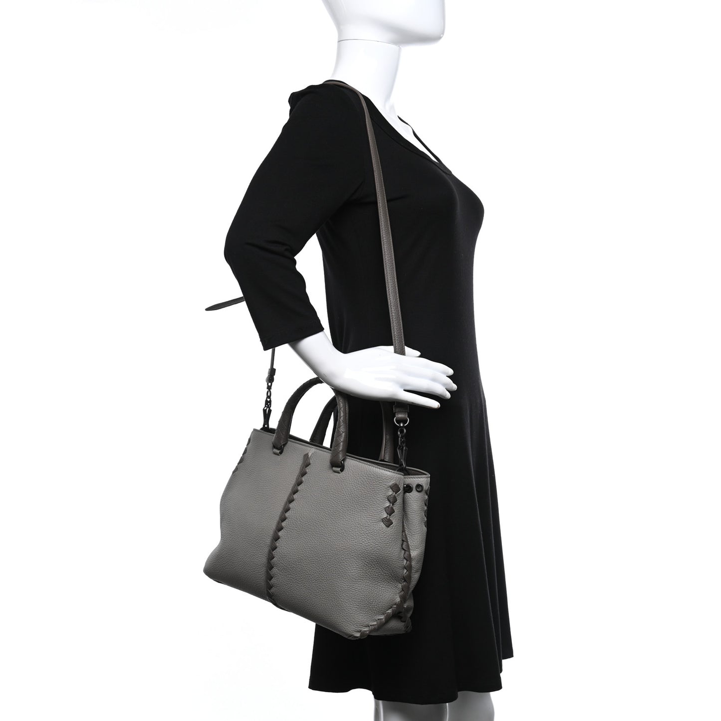 Cervo Deerskin Braided Tote Dark Cement New Steel