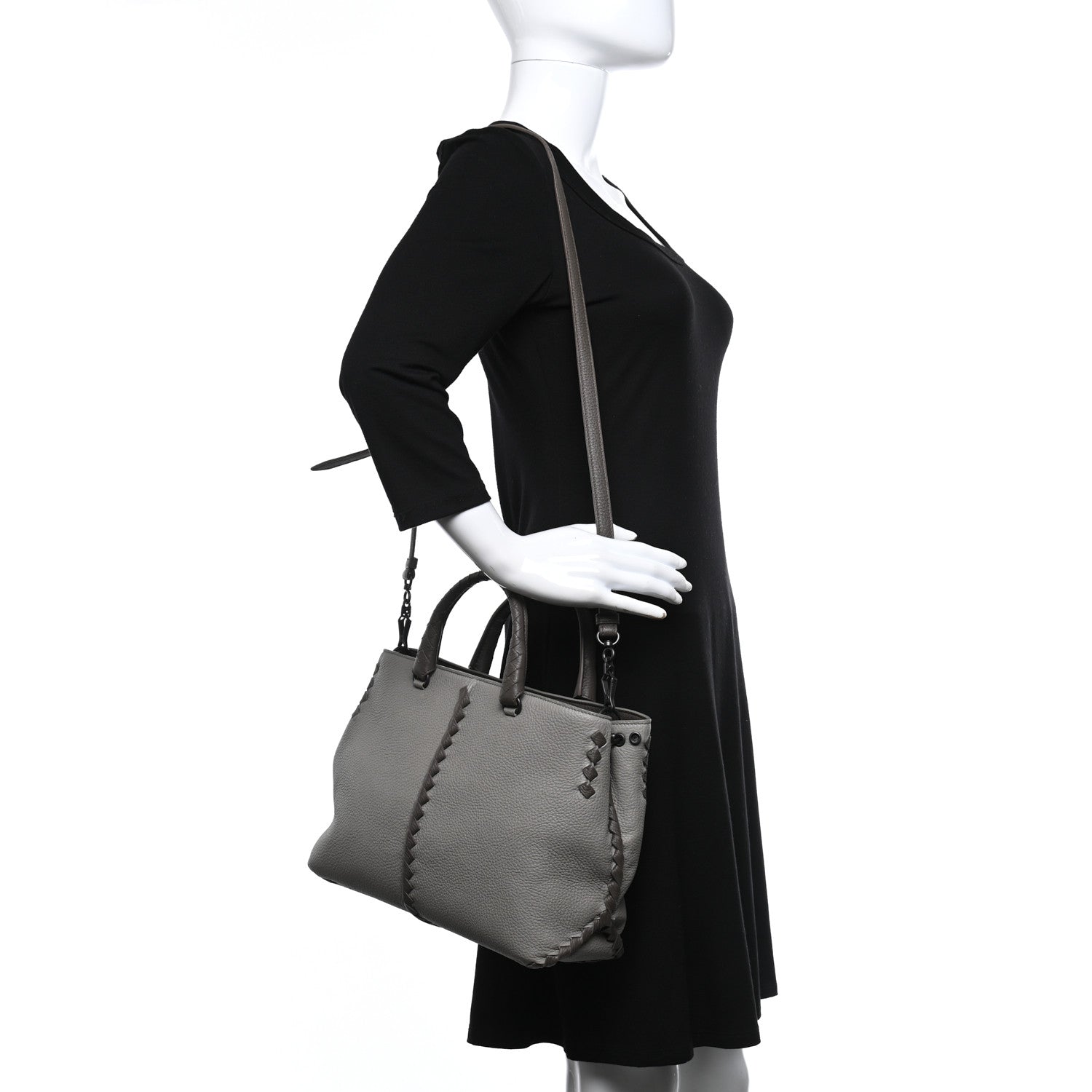 Bottega Veneta Cervo Deerskin Braided Tote Dark Cement New Steel 2 of 9