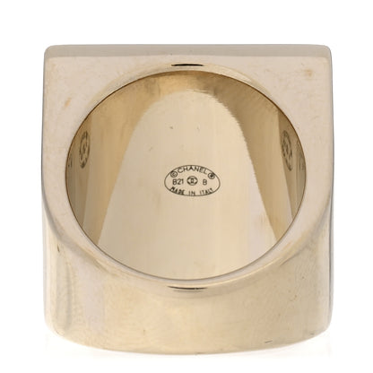 Chanel Metal Enamel CC Square Ring 6.5 53 Black Gold 3 of 4