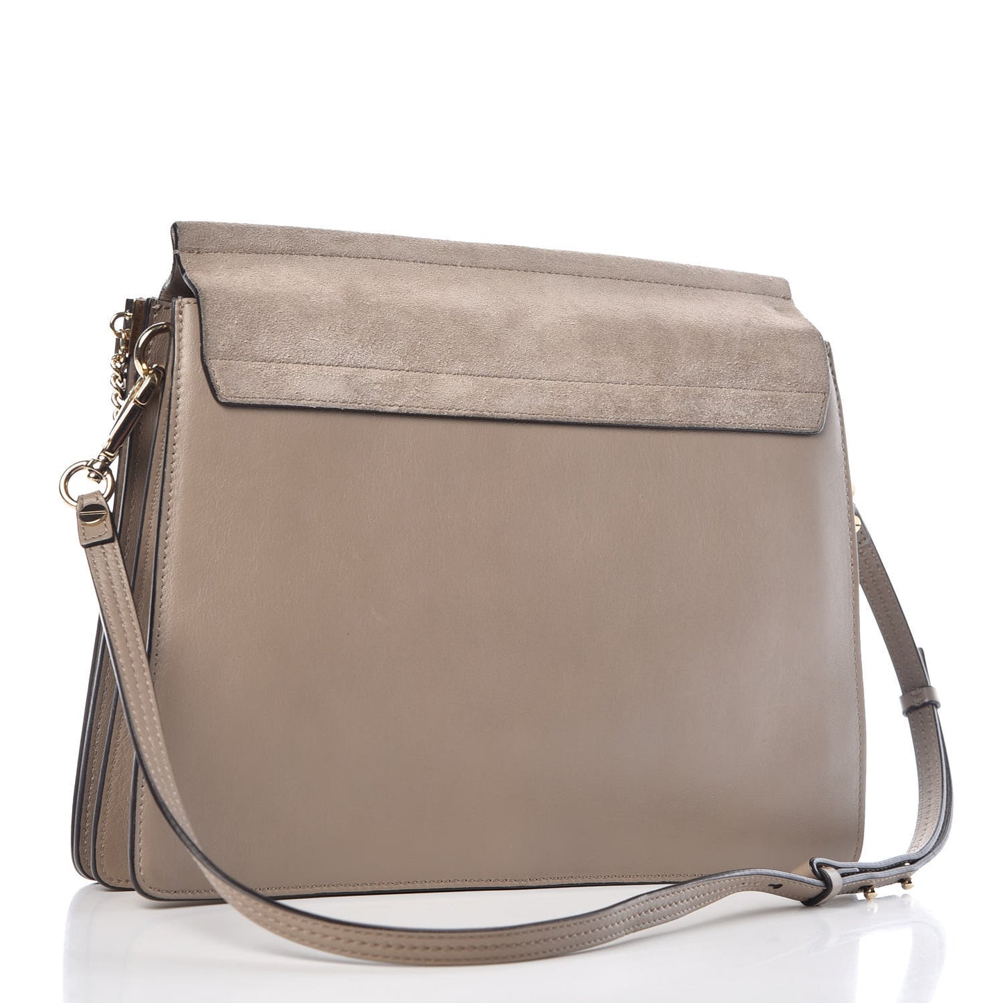 Calfskin Suede Medium Faye Shoulder Bag Motty Grey