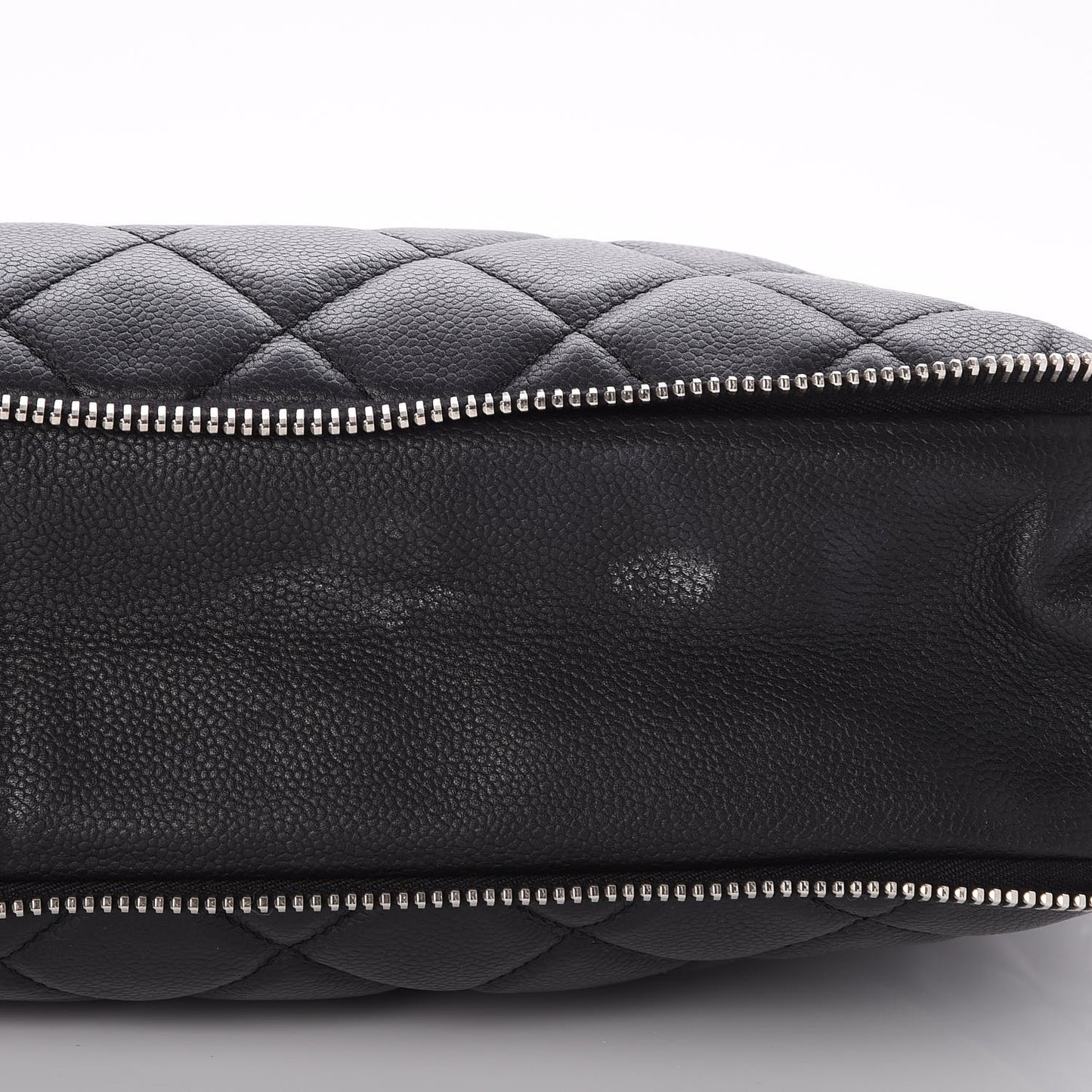 Caviar Quilted Expandable Zip Shoulder Bag Black