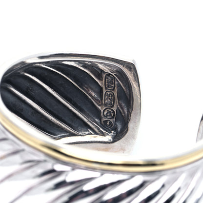 David Yurman Sterling Silver 18K Yellow Gold 41mm Sculpted Cable Cuff Bracelet 4 of 4