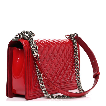 Chanel Patent Calfskin New Medium Plexiglass Boy Flap Red 3 of 10