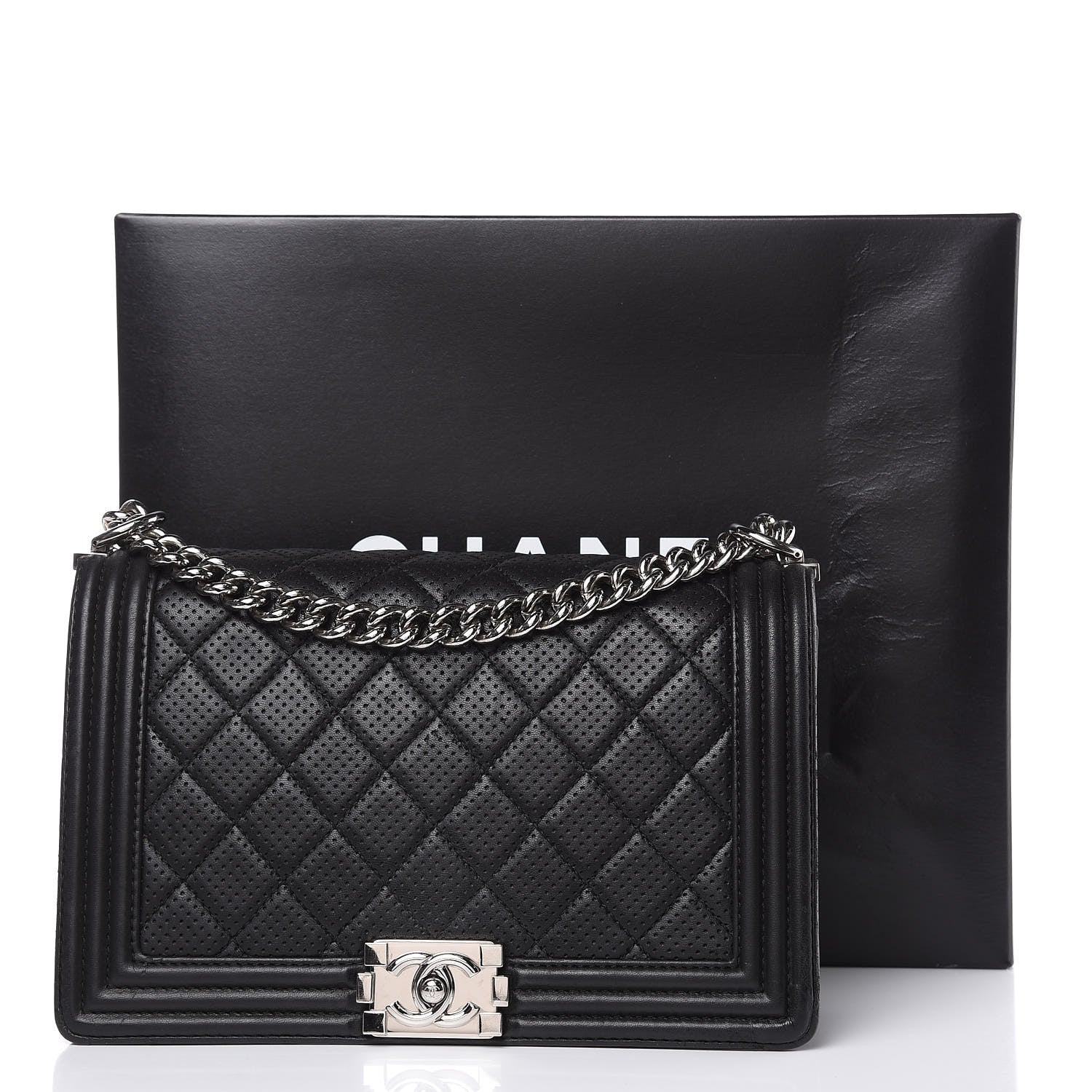 Chanel Perforated Lambskin Quilted New Medium Boy Flap Black 20 of 24