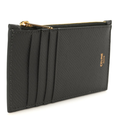 Celine Grained Calfskin Zipped Card Holder Grey 3 of 10