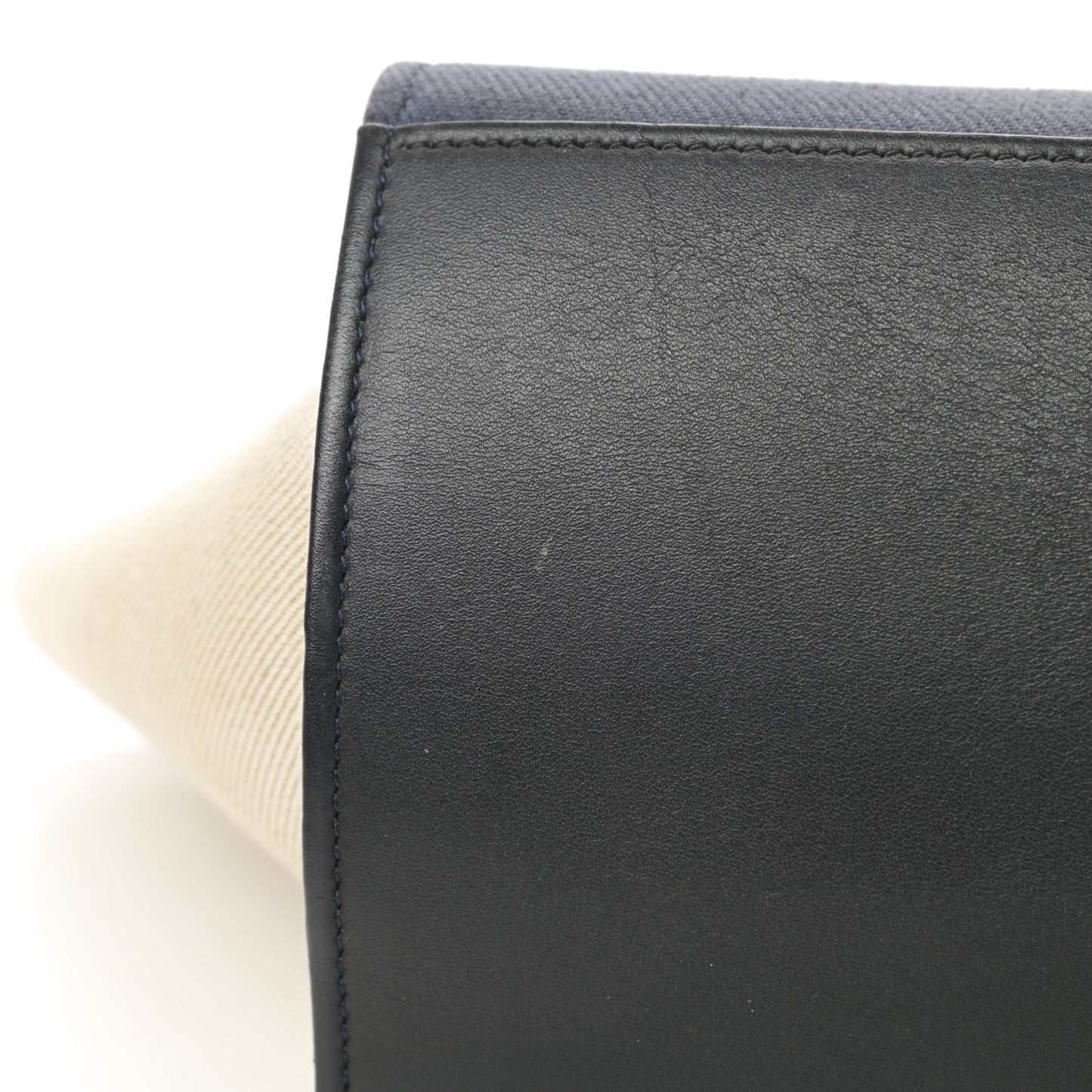 Smooth Calfskin Linen Small Tri-Color Trapeze Black Navy Blue