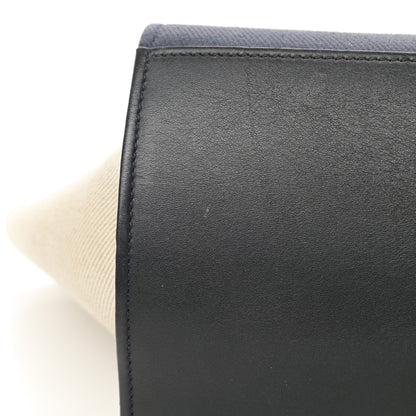Celine Smooth Calfskin Linen Small Tri-Color Trapeze Black Navy Blue 14 of 17