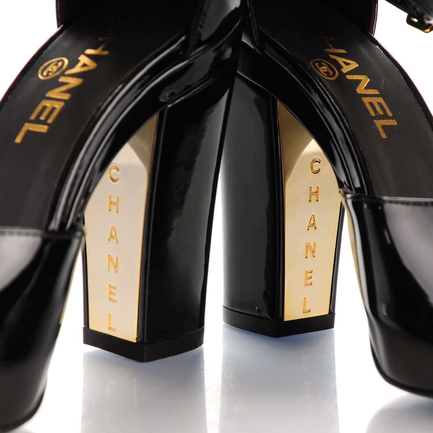 Chanel Patent Cap Toe Ankle Strap Pumps 36 Black 8 of 8