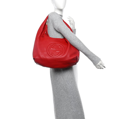 Gucci Pebbled Calfskin Soho Hobo Red 2 of 11