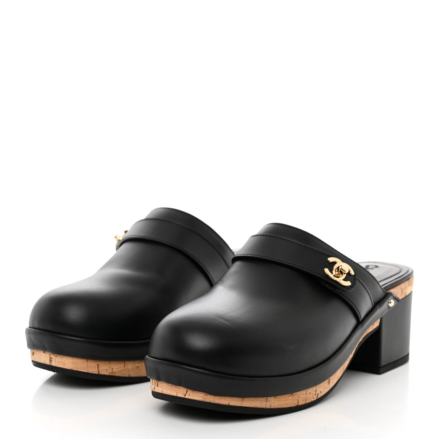 Chanel Calfskin CC Turn Lock Clogs 38 Black 3 of 9