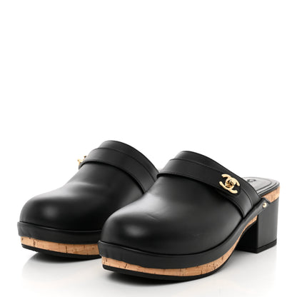 Chanel Calfskin CC Turn Lock Clogs 38 Black 3 of 9