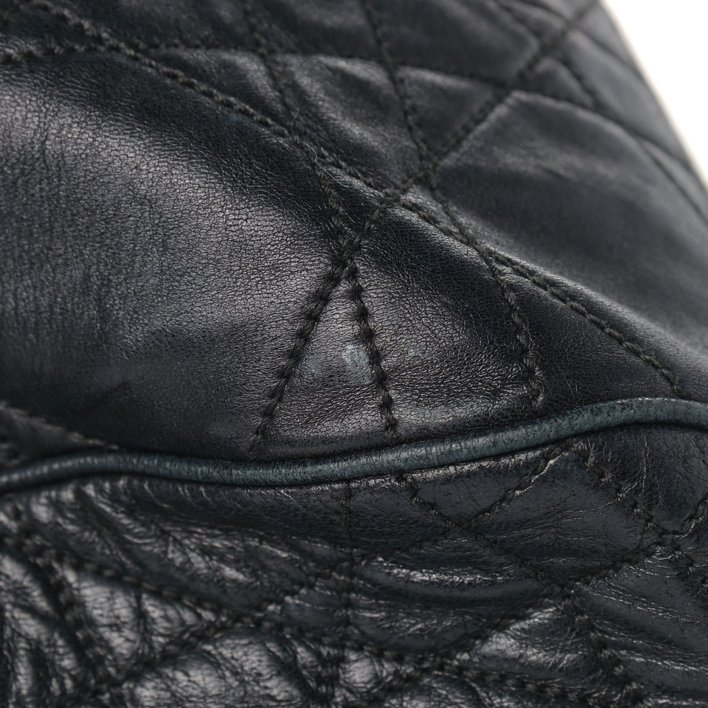 Lambskin Cannage Drawstring Bag Black
