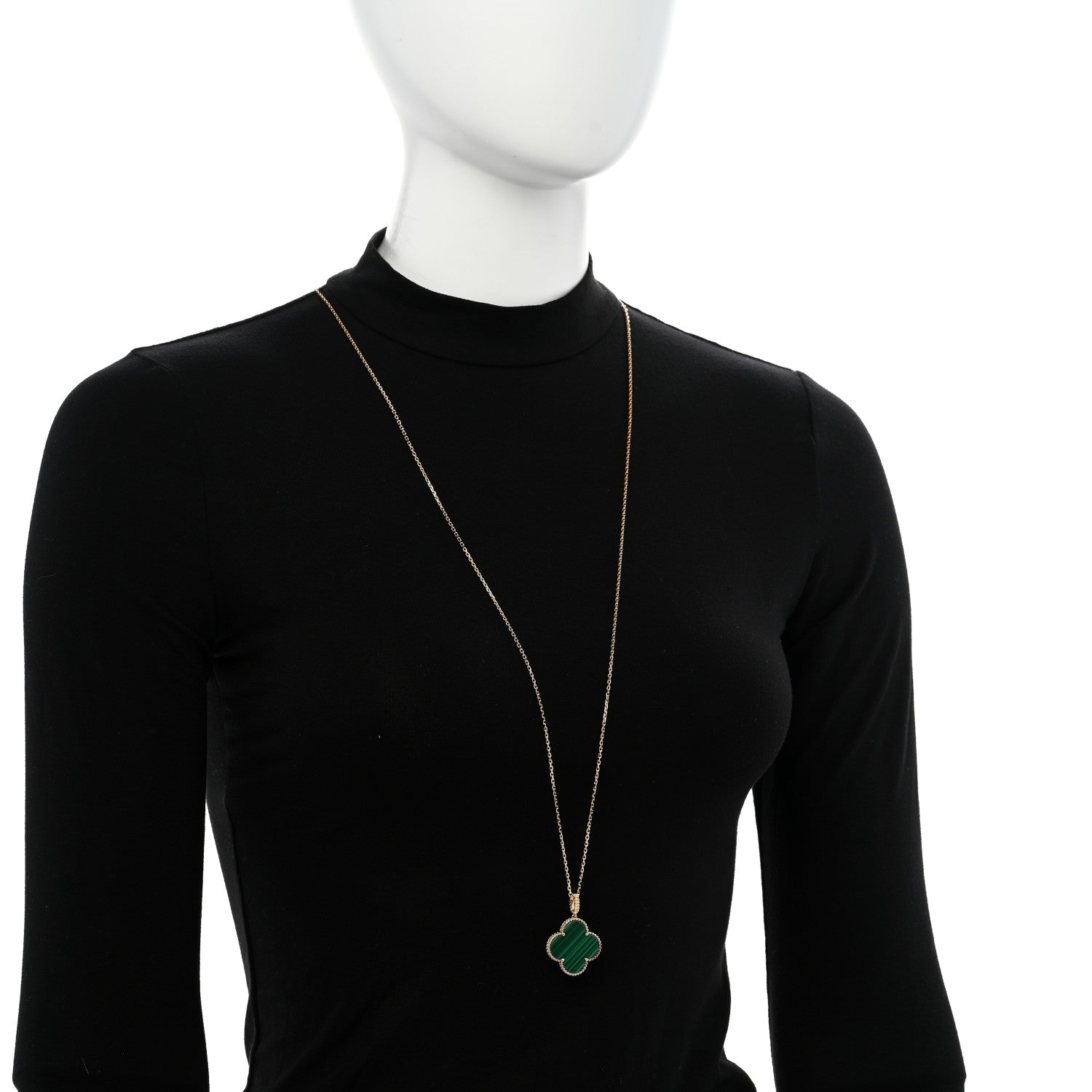 Van Cleef & Arpels 18K Yellow Gold Malachite Magic Alhambra Pendant Necklace 2 of 6