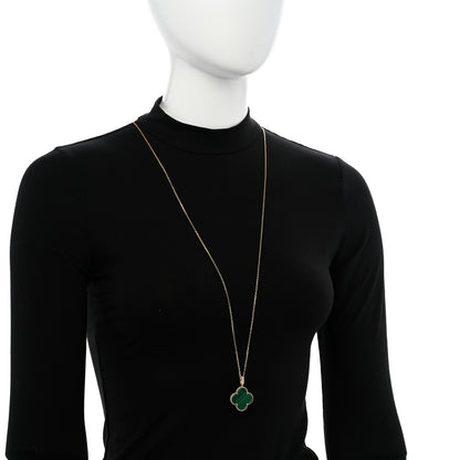 Van Cleef & Arpels 18K Yellow Gold Malachite Magic Alhambra Pendant Necklace 2 of 6