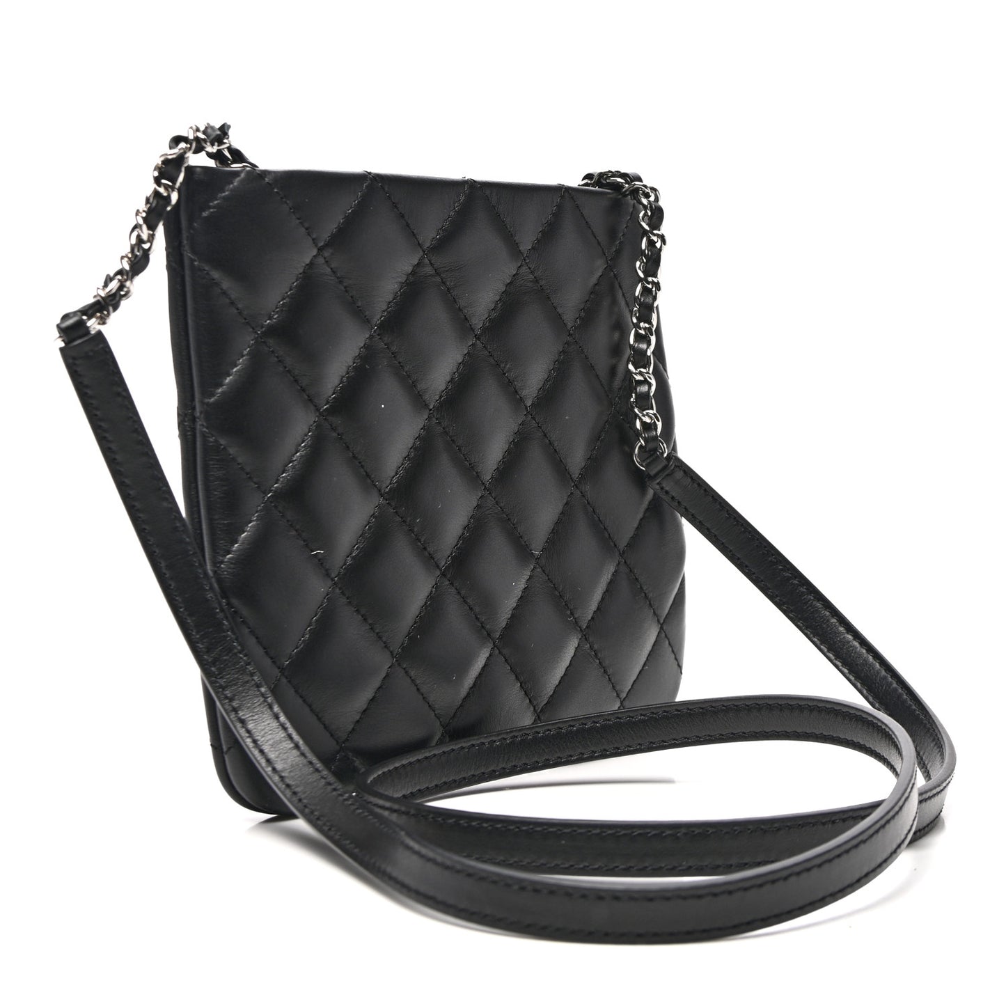 Lambskin Quilted Crossbody Bag Black