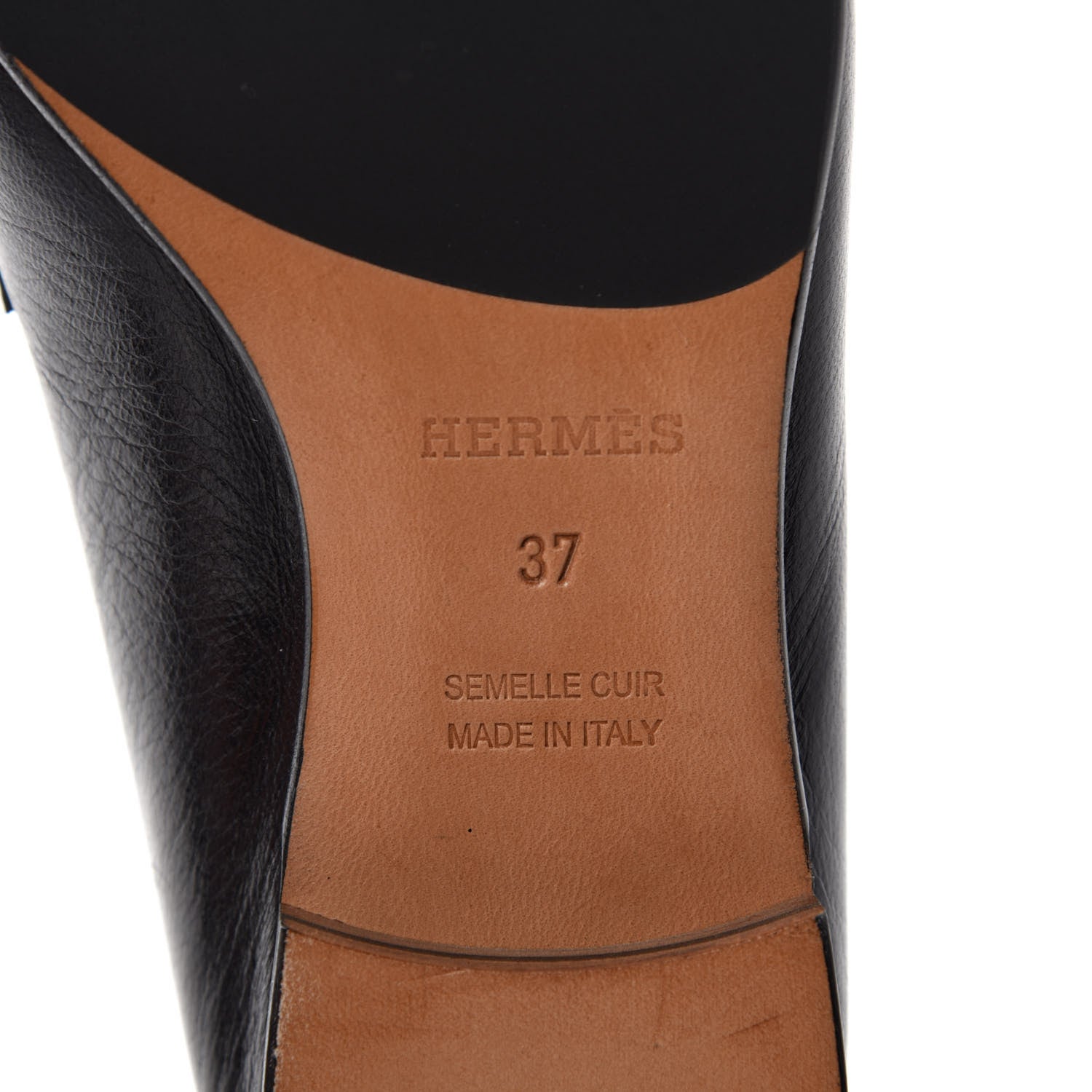 Hermes Goatskin Womens Paris Loafers 37 Black 6 of 8
