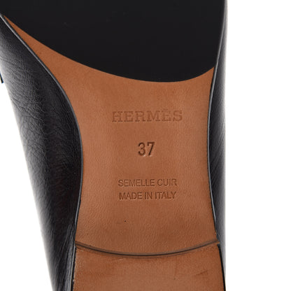 Hermes Goatskin Womens Paris Loafers 37 Black 6 of 8