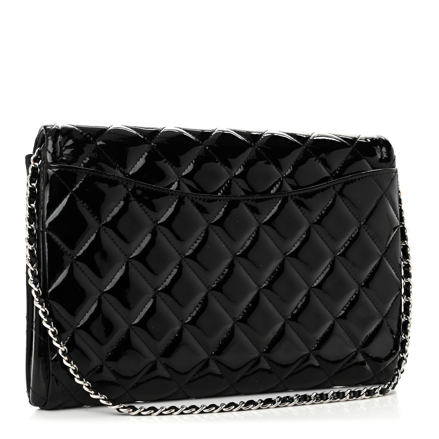 Chanel Patent Quilted Clutch with Chain Flap Black 3 of 10