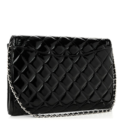 Chanel Patent Quilted Clutch with Chain Flap Black 3 of 10