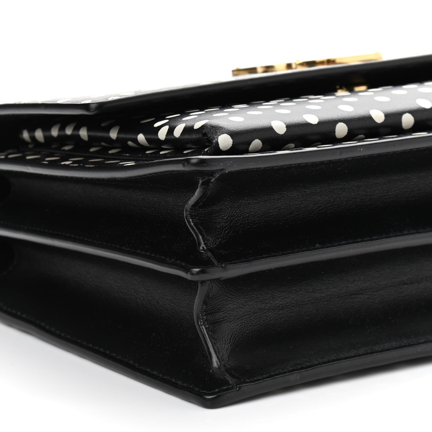Saint Laurent Calfskin Polka Dot Medium Monogram Sunset Black White 10 of 11