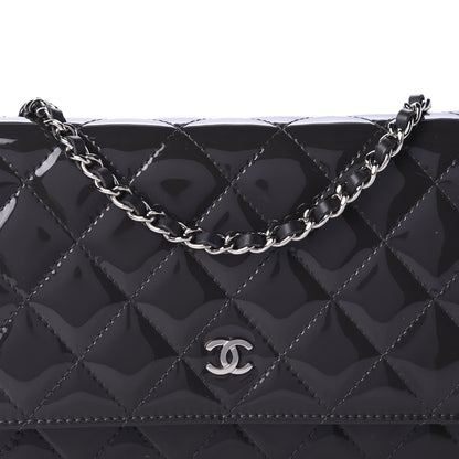 Chanel Patent Quilted Wallet On Chain WOC Black 15 of 16
