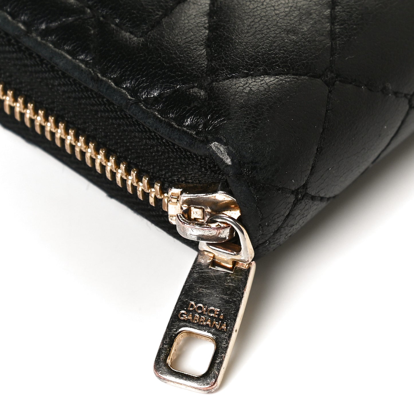 Calfskin Quilted Zip Around Wallet Black
