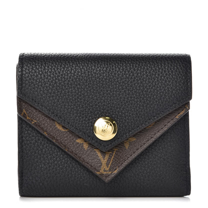 Louis Vuitton Grained Calfskin Monogram Double V Compact Wallet Black 1 of 10