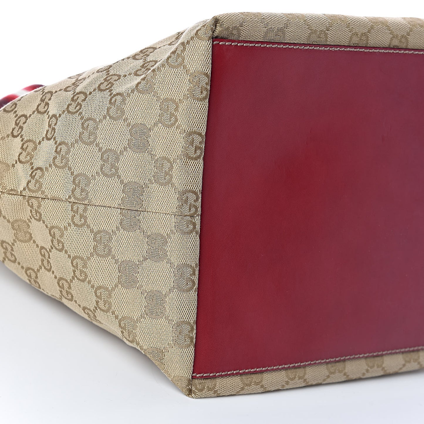 GG Monogram Medium Web Handle Bucket Tote Red White