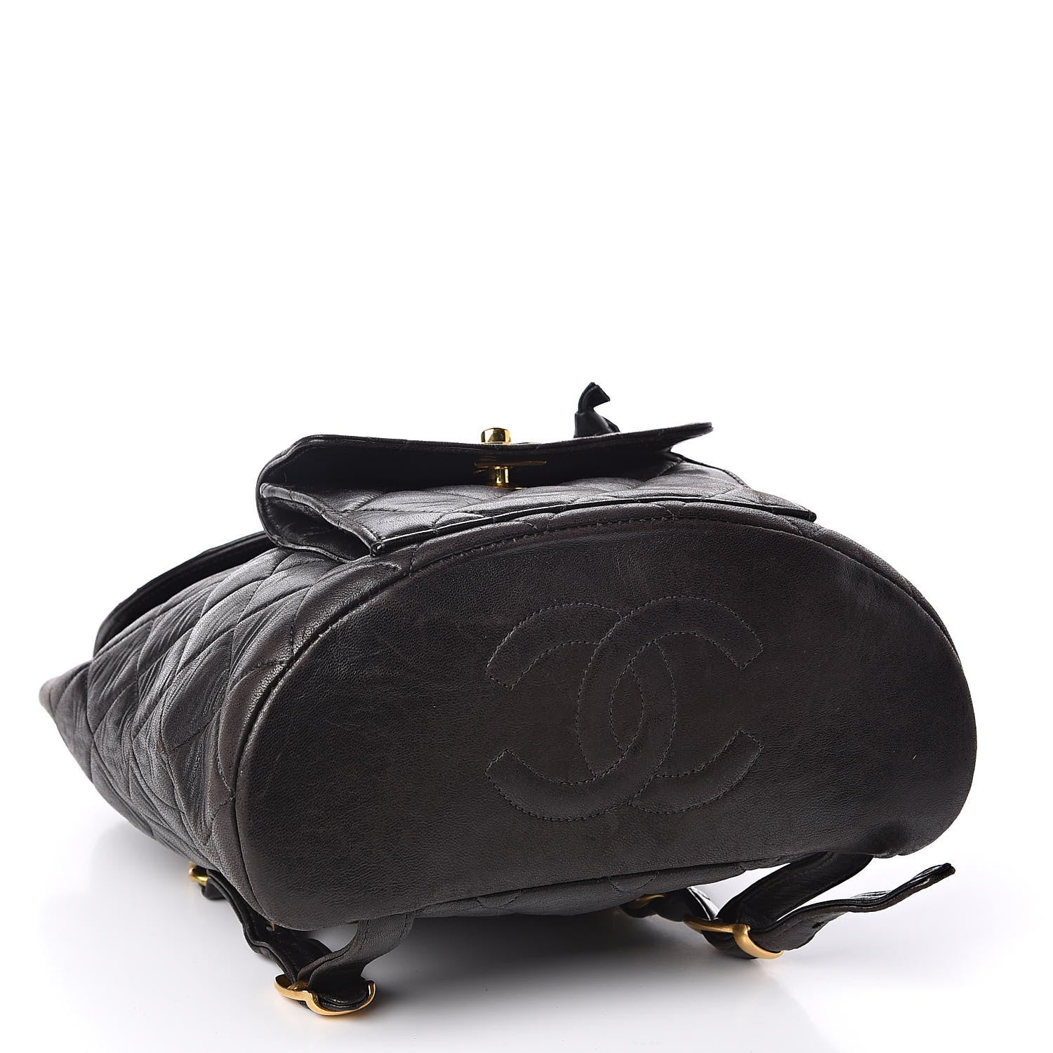 Chanel Lambskin Quilted Drawstring Backpack Black 4 of 11