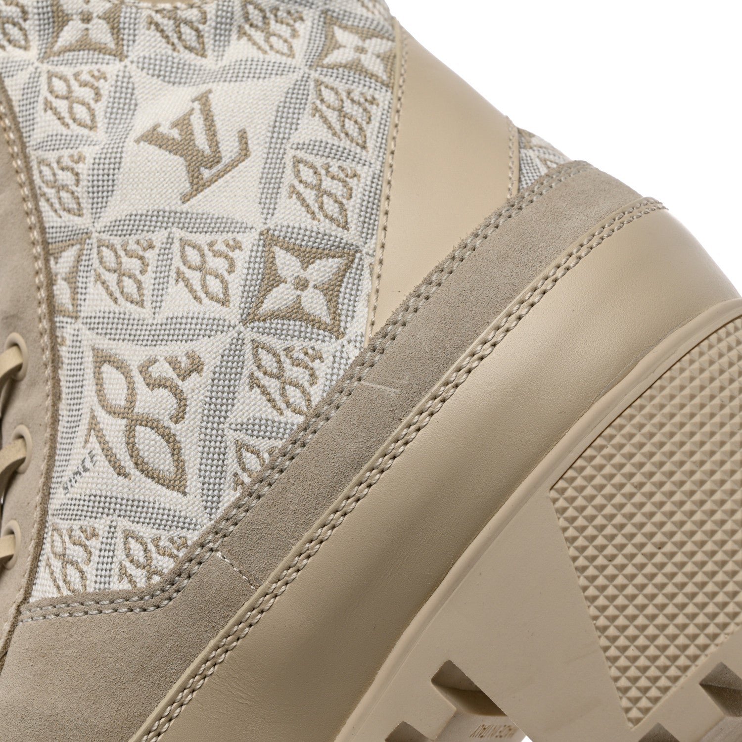 Louis Vuitton Suede Calfskin Jacquard Since 1854 Laureate Platform Desert Boots 38 Beige 12 of 12