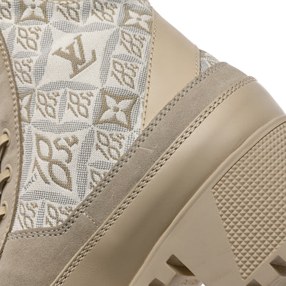 Louis Vuitton Suede Calfskin Jacquard Since 1854 Laureate Platform Desert Boots 38 Beige 12 of 12