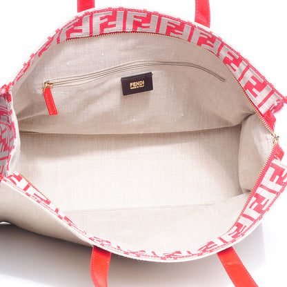 Fendi Linen Patent FF Shopping Tote Fragola 3 of 11