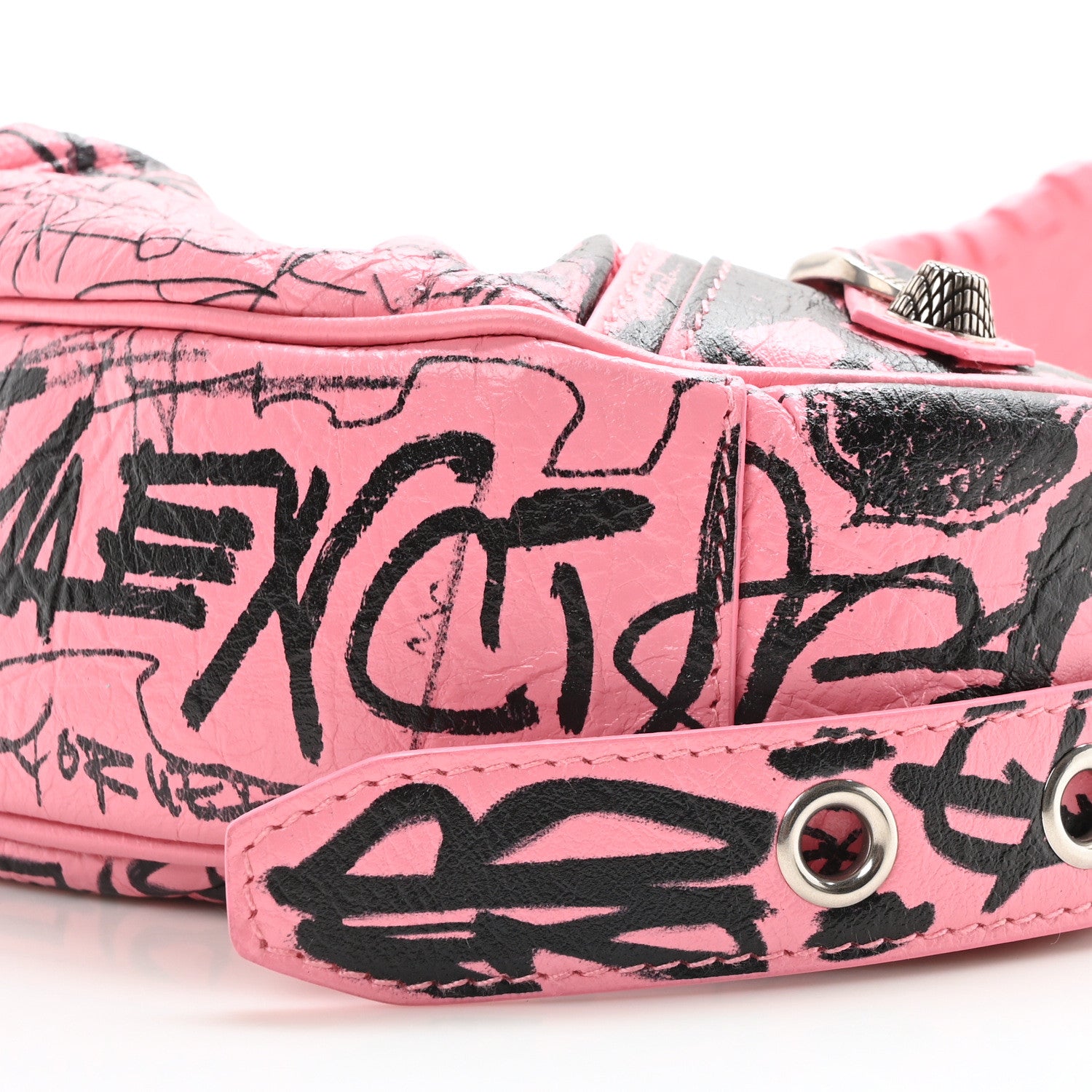 Balenciaga Agneau Arena Graffiti Le Cagole Shoulder Bag XS Sweet