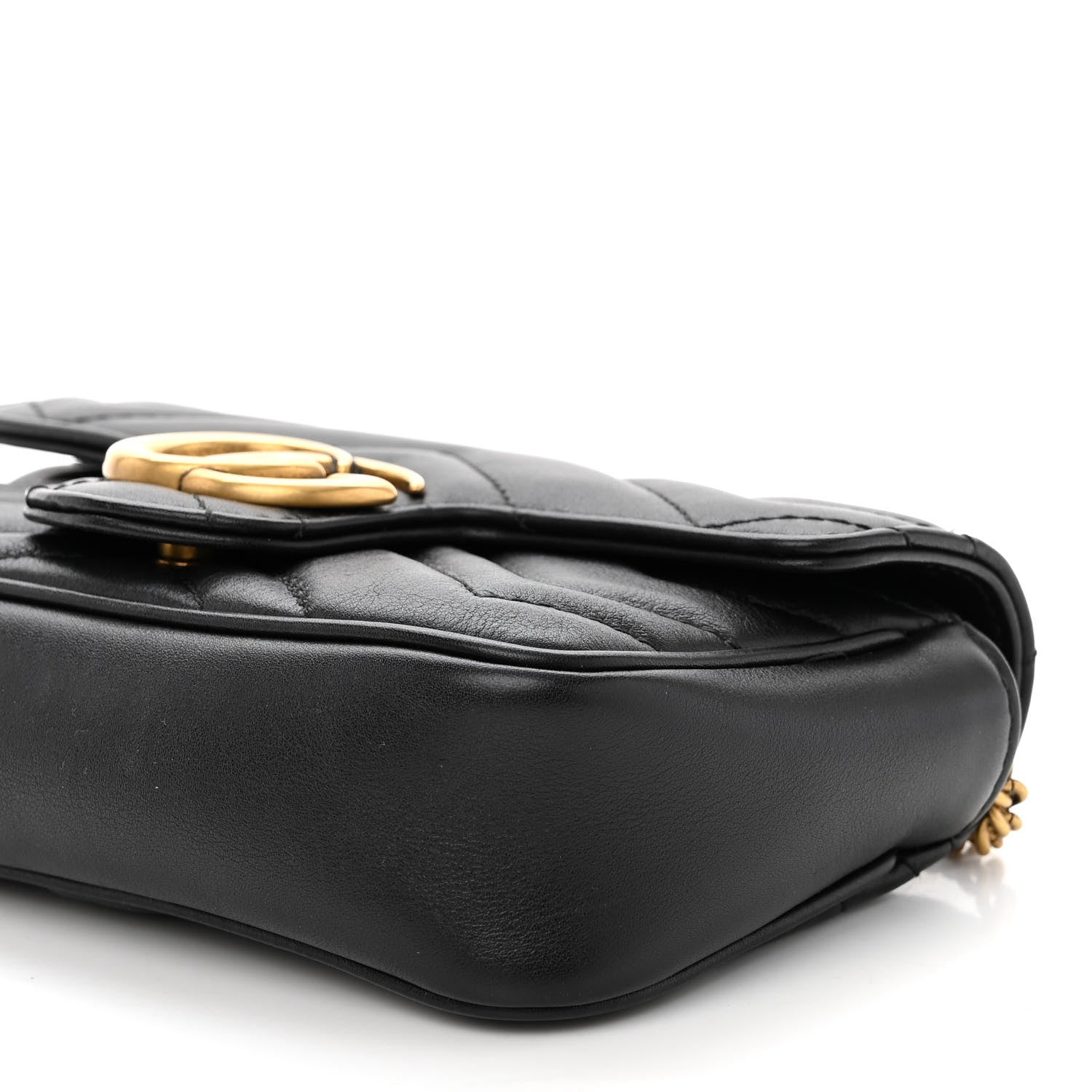 Gucci Calfskin Matelasse Super Mini GG Marmont Shoulder Bag Black 10 of 11