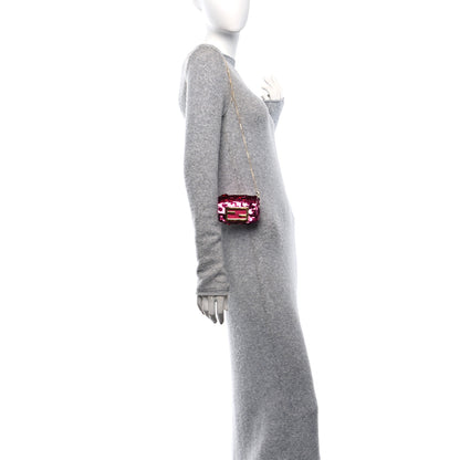 Fendi Sequin Paillettes Shiny Nappa Sex and the City Nano Maxi Buckle Baguette Charm Ciclamino Pilar 2 of 11