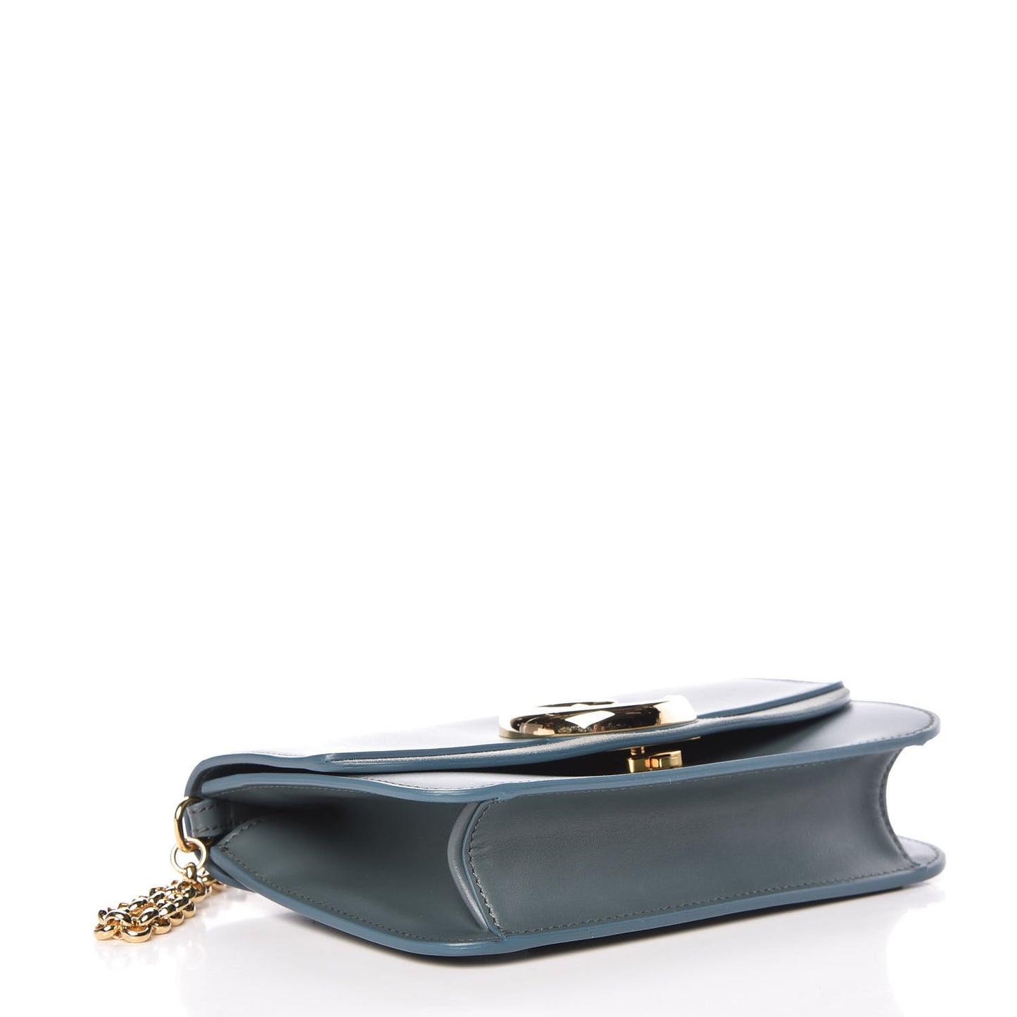 Calfskin Suede C Clutch With Chain Cloudy Blue