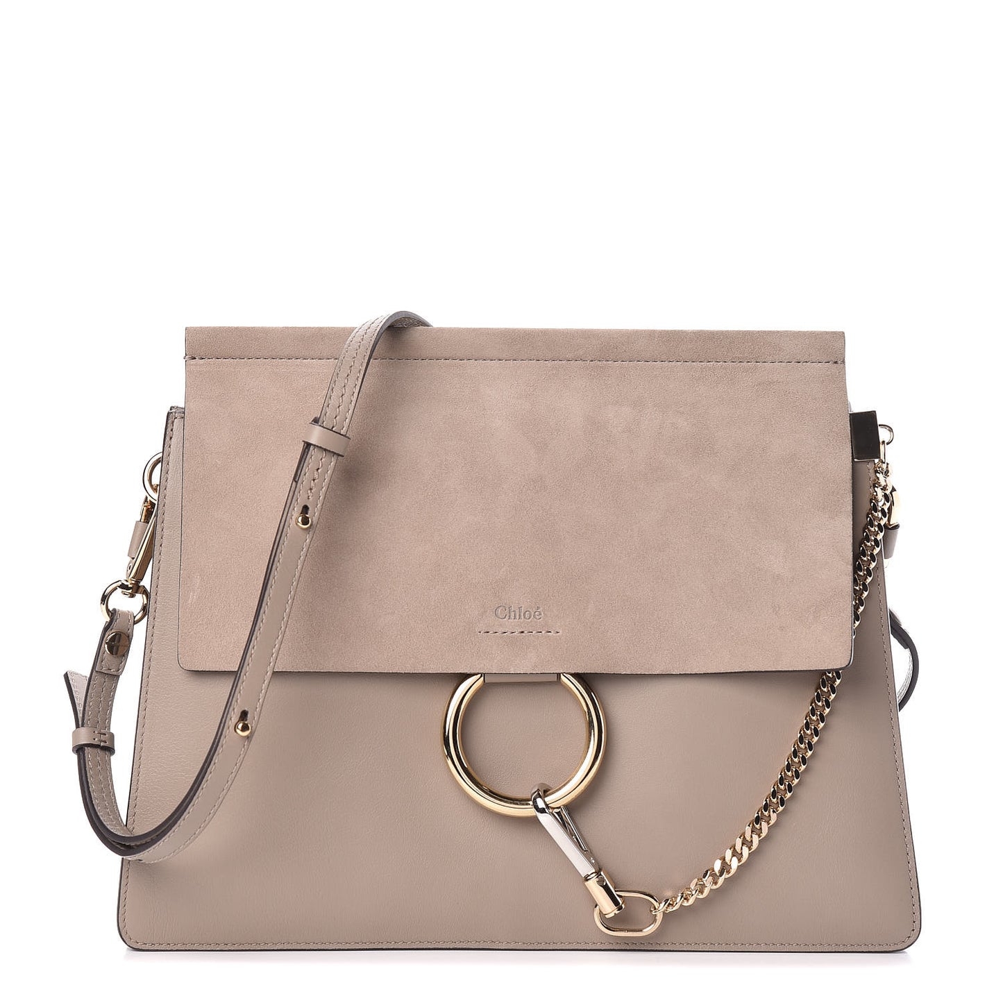 Calfskin Suede Medium Faye Shoulder Bag Motty Grey