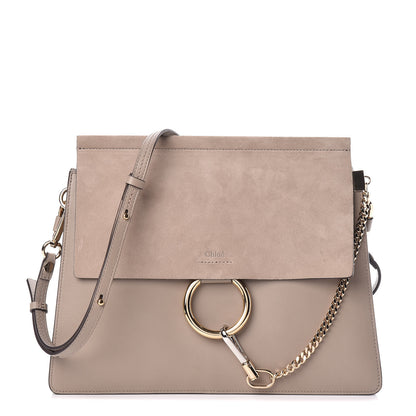 Chloe Calfskin Suede Medium Faye Shoulder Bag Motty Grey 1 of 9