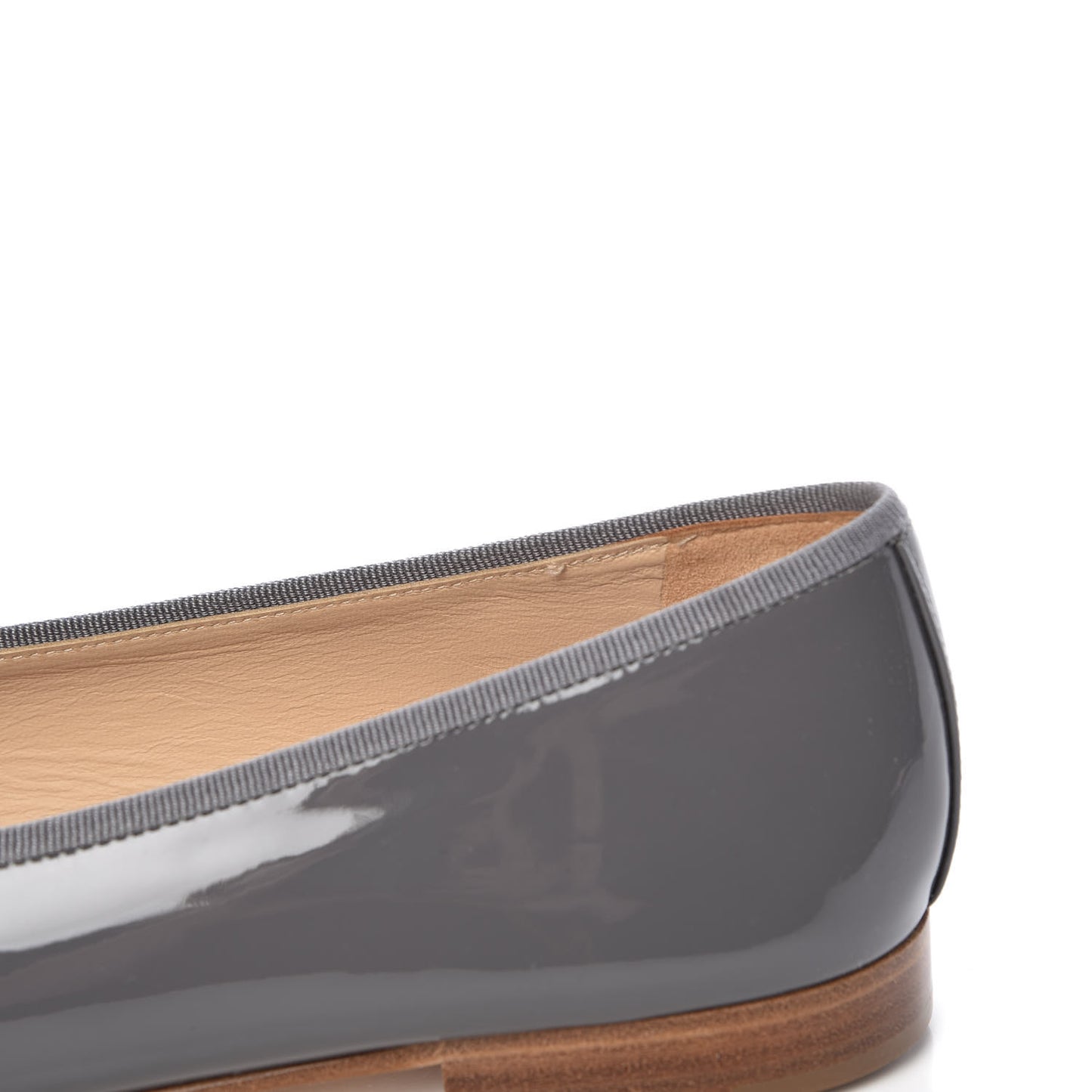 Patent Calfskin CC Cap Toe Ballerina Flats 39.5 Dark Grey