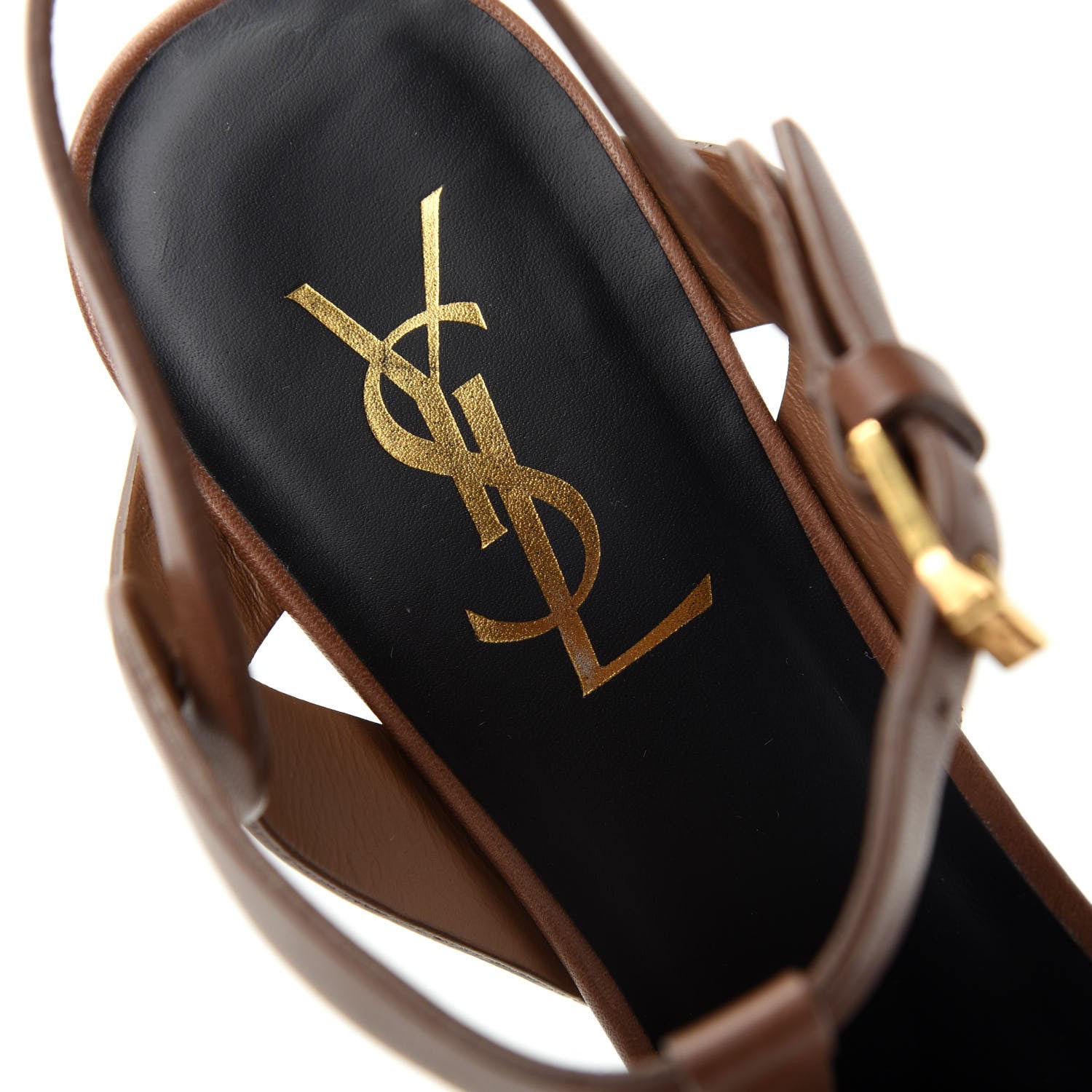 Saint Laurent Calfskin Tribute 75 Platform Sandals 36.5 Dark Cuoio 8 of 11