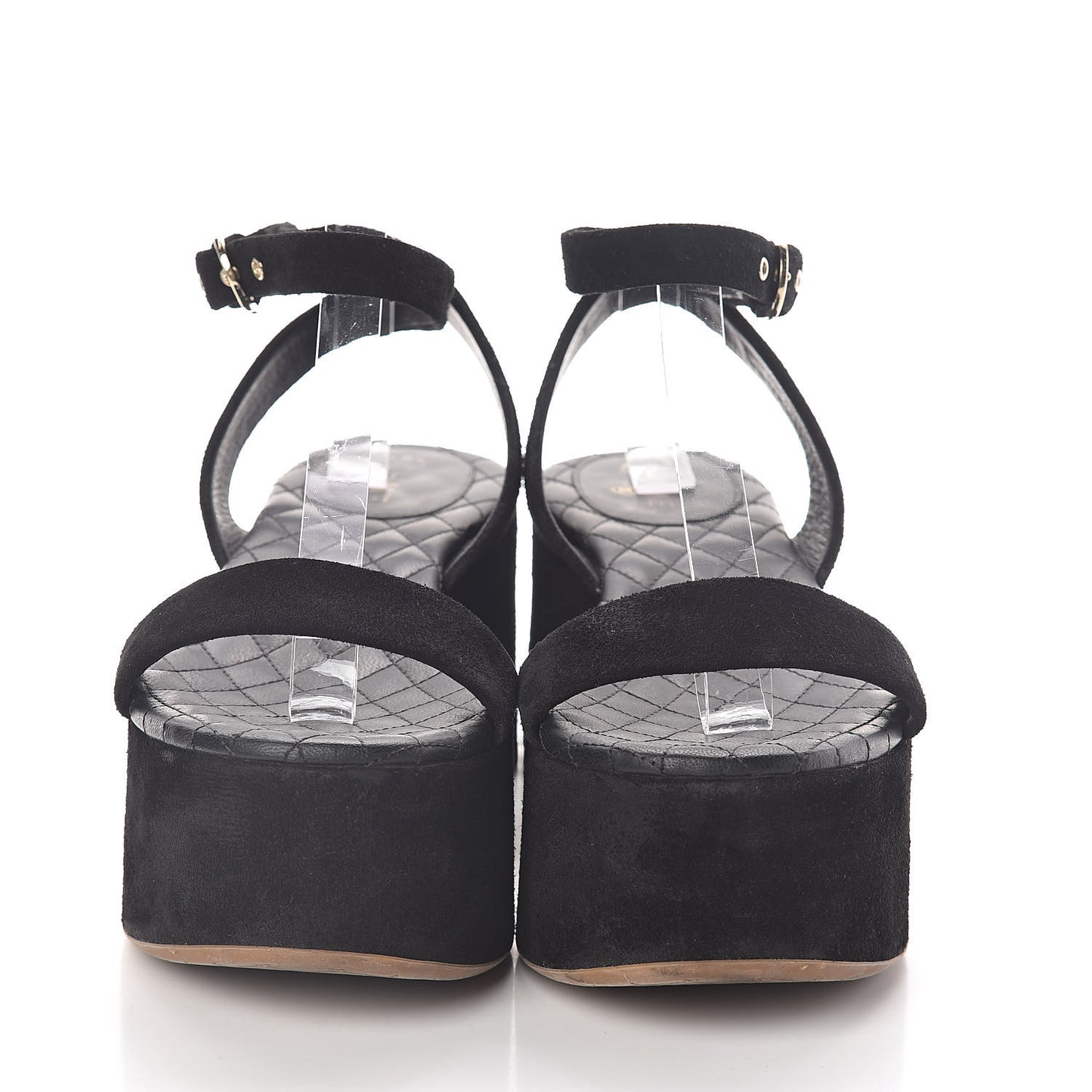 Suede Platform Wedge Sandals 37.5 Black