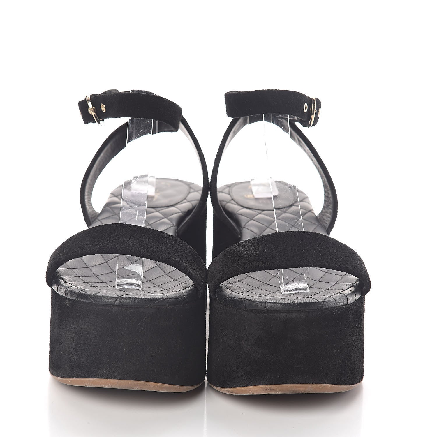 Chanel Suede Platform Wedge Sandals 37.5 Black 2 of 7